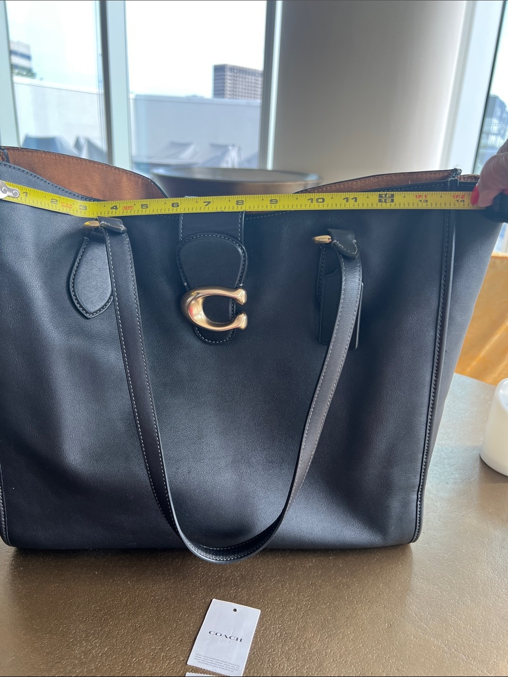 Coach Black Leather Shoulder Tote with Gold 'C' Hardware - Picture 2 of 9